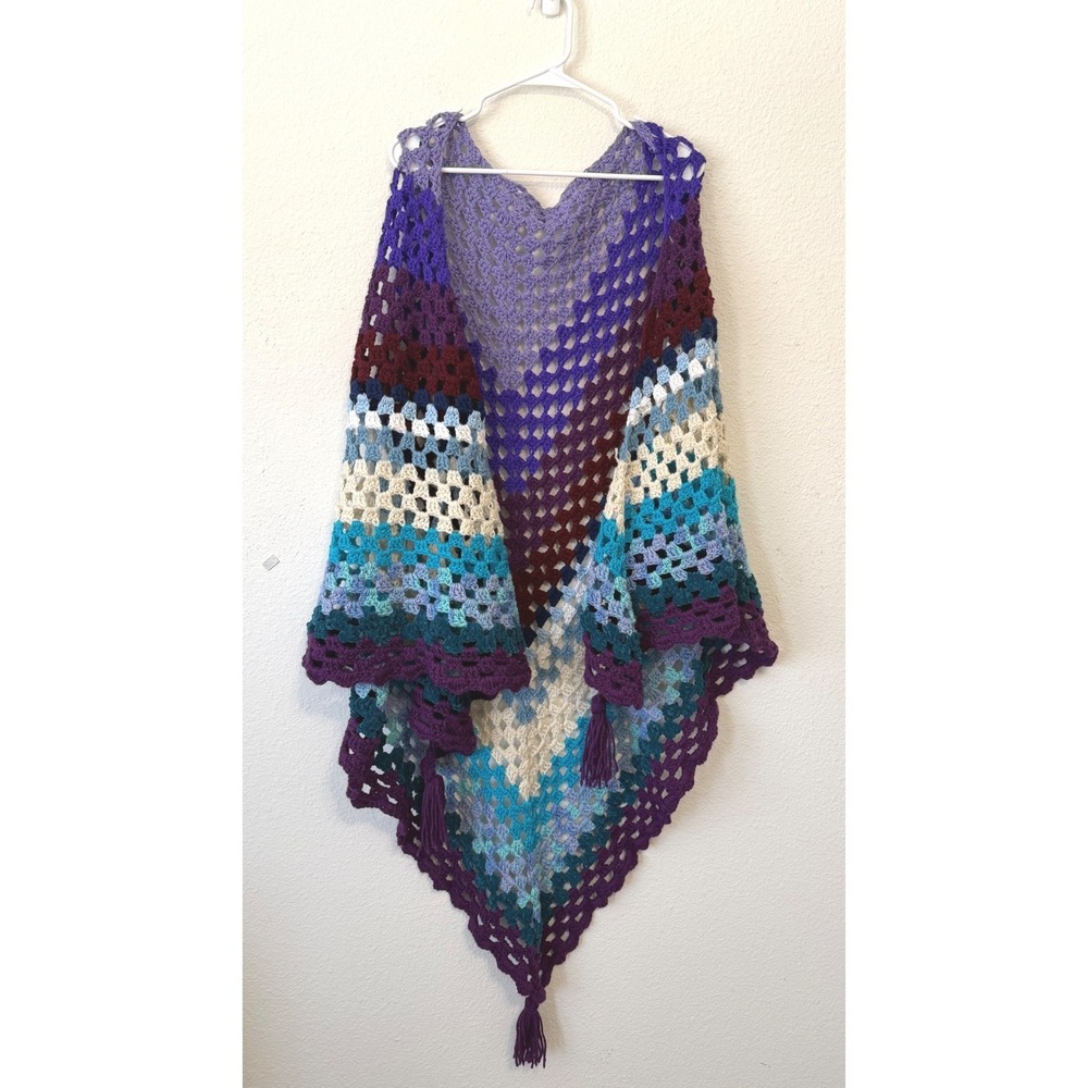 Granny Crochet Shawl Wrap Boho Hippie Festival Concert Cottagecore